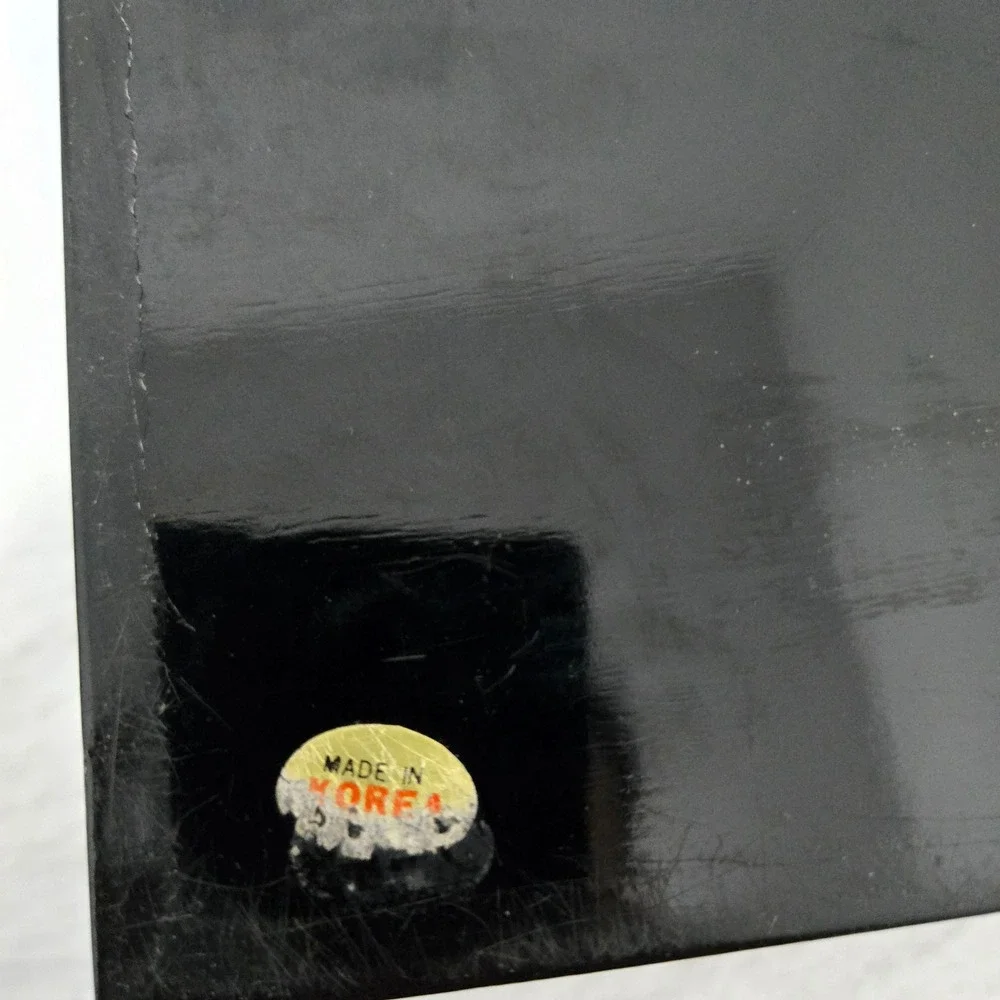 Vintage Black Lacquer Jewelry Box Shell Inlay Removable Tray Made in Korea